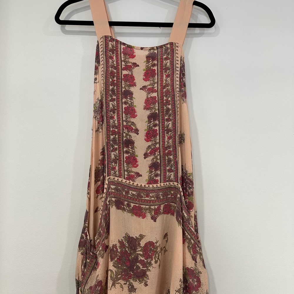 Free People Floral Print Mini Dress in Pink and Red